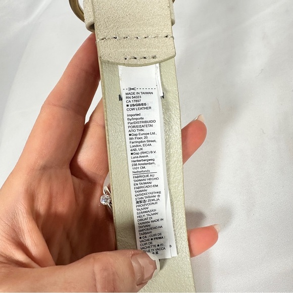 Gap Suede Leather Circle Buckle Belt Sand Beige Quiet Luxury Capsule Sz S - Picture 4 of 11
